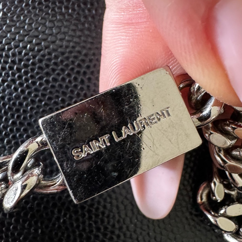 Saint Laurent Black Clutch with Silver Chain - Picture 6 of 11